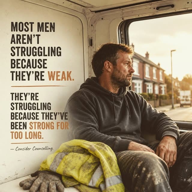 Instagram post: most men aren’t struggling because they’re weak